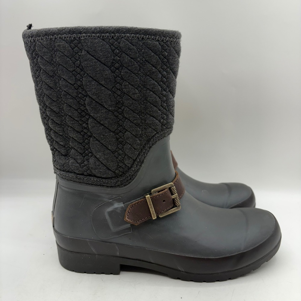 Sperry Top-Sider Walker Womens Grey Quilted Waterproof Rain Boots Size 7
